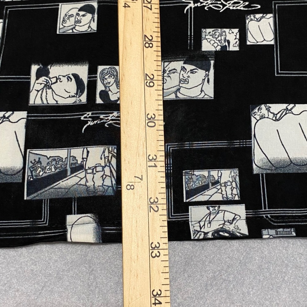 Vintage Southpole Mens XL Comic Graphic Print Button Down Shirt Black White Y2K - Picture 5 of 8